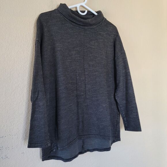 Cut Loose Turtleneck Top Womens size Small Long Sleeve Lagenlook Green Gray - Picture 6 of 7
